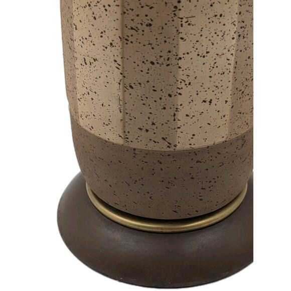 Vintage Mid Century Modern Textured Ceramic Table Lamp Brown Tan Geometric Base - Picture 6 of 10